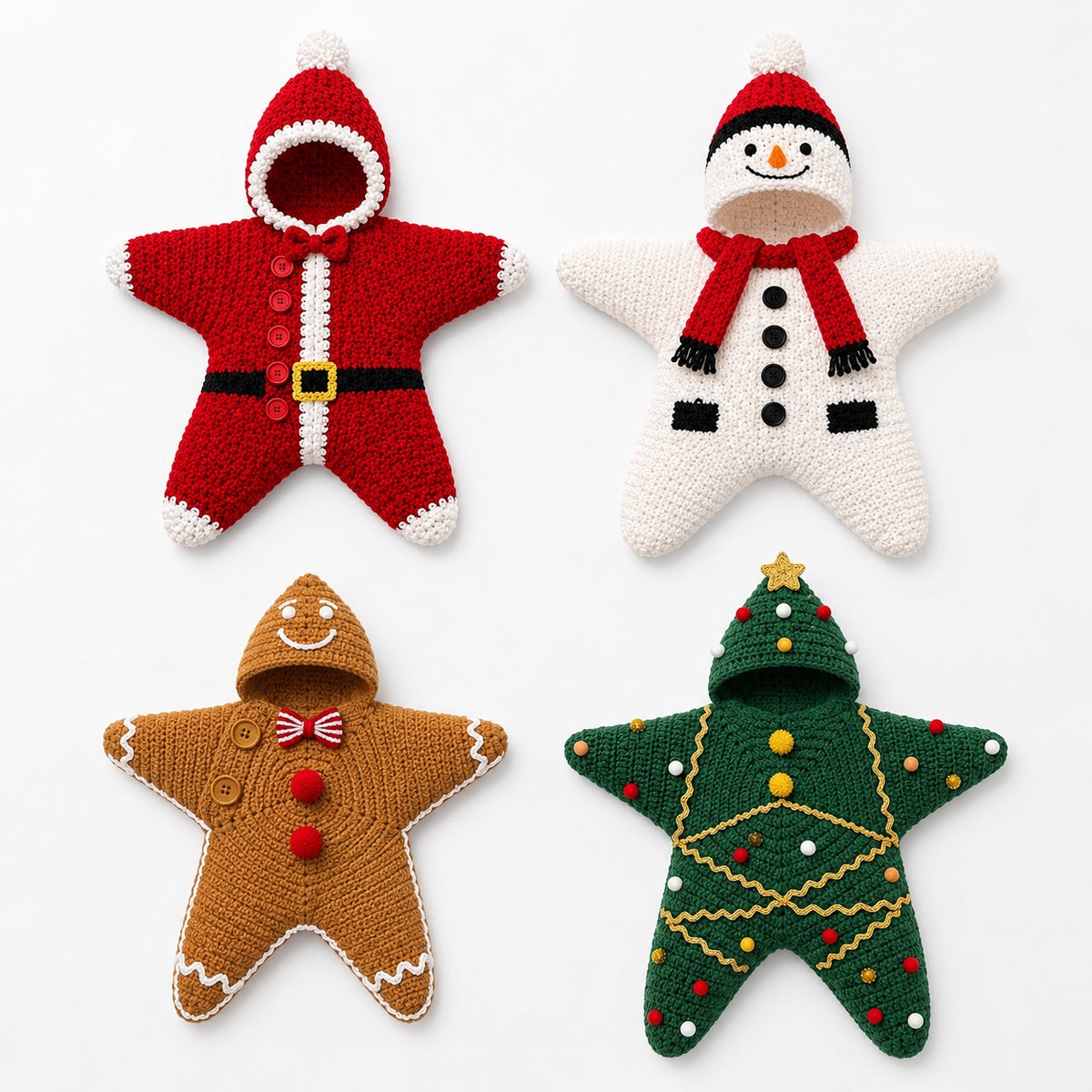Christmas baby star suits collection - Santa, Snowman, Gingerbread and Christmas Tree